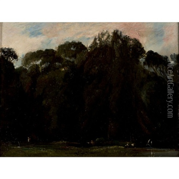 L'allee Des Ornes Au Parc De Saint-cloud Oil Painting - Paul Huet