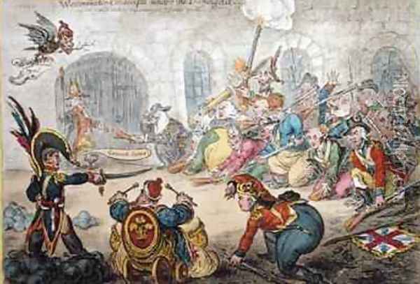 Westminster Conscripts under the Training Act Oil Painting - James Gillray