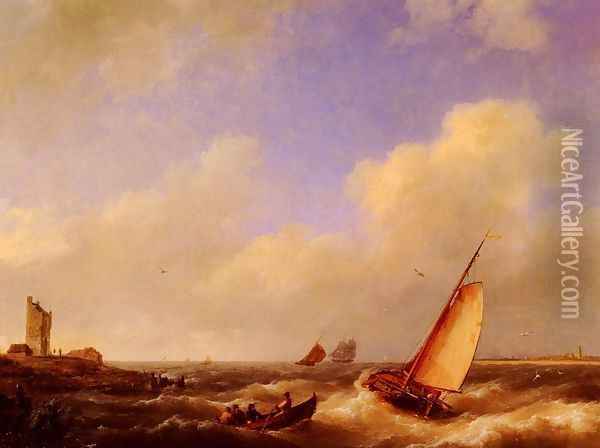 The Scheldt River at Flessinghe Oil Painting - Johannes Hermanus Koekkoek Snr