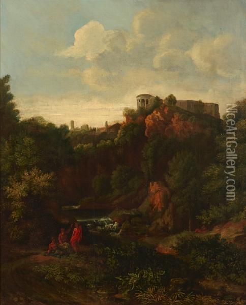 Classical Figures In A Wooded Landscape Oil Painting - George Howland Beaumont