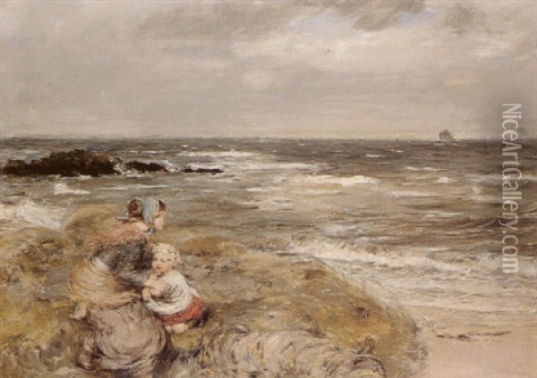 On The Sea Shore Oil Painting - William McTaggart