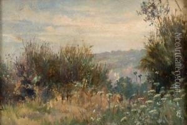Paesaggio In Collina Oil Painting - Nicola Biondi