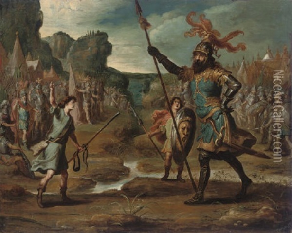 David And Goliath Oil Painting - Hans Jordaens III