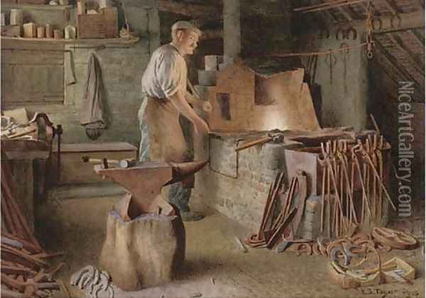 The blacksmith's forge Oil Painting - Henry Spernon Tozer