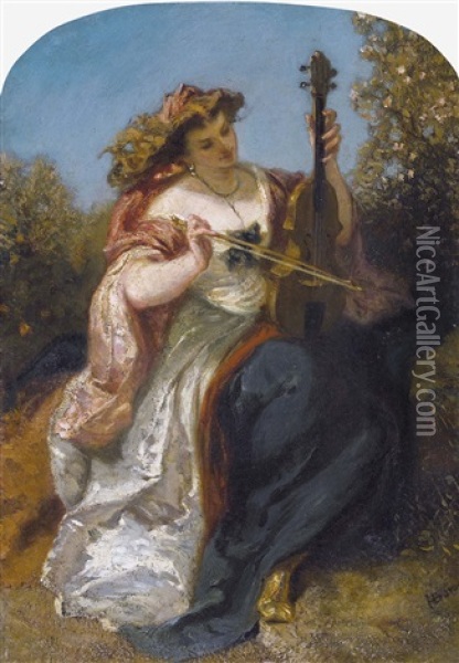 Die Violinspielerin Oil Painting - Henri Charles Antoine Baron