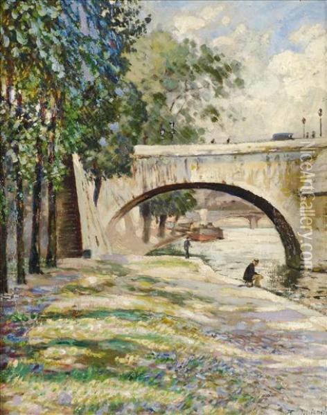 The Banks Of The Seine Oil Painting - Alfred Richard Mitchell