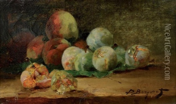 Nature Morte Aux Fruits - Nature Morte Aux Crevettes (2 Works) Oil Painting - Denis Pierre Bergeret