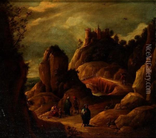 Classical Landscape With Figures Oil Painting - David The Younger Teniers
