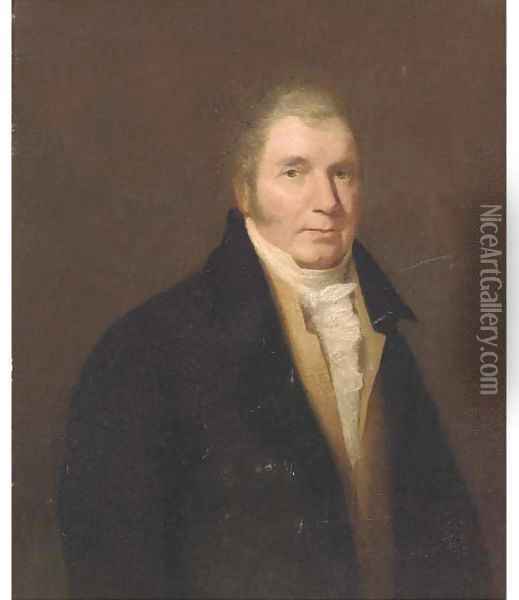 Portrait of a gentleman, half-length, wearing a black coat Oil Painting - Thomas Hickey