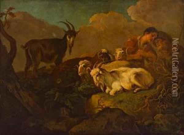 A Shepherd And His Herd Oil Painting - Govaert Gabriel Van Der Leeuw