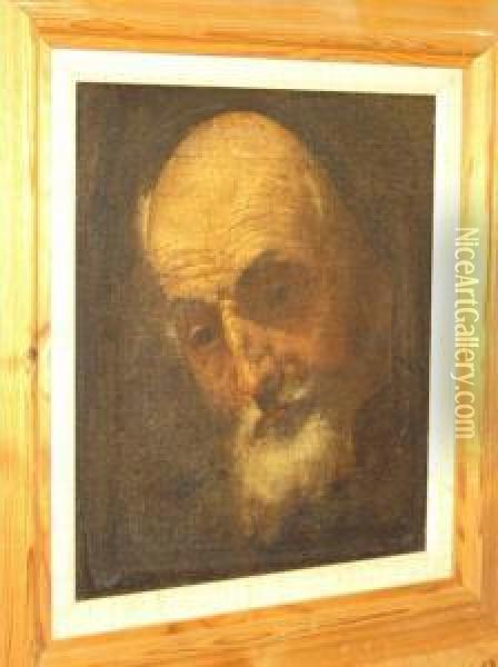 Study Of A Bearded Man Oil Painting - Giovanni Domenico Tiepolo
