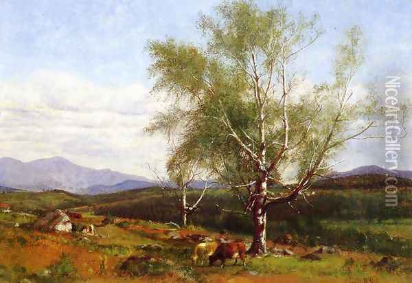 Cows Grazing in a Valley Oil Painting - James McDougal Hart