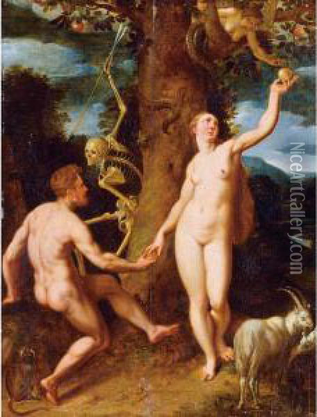 The Fall Of Man Oil Painting - Cornelis Cornelisz Van Haarlem