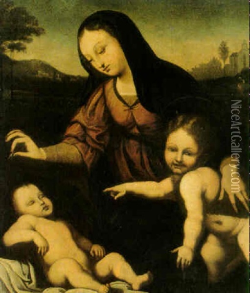 Madonnan, Barnet Och Johannesbarnet Oil Painting -  Fra Bartolommeo