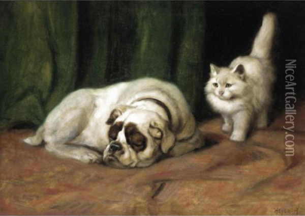 Let Sleeping Dogs Lie Oil Painting - Arthur Heyer