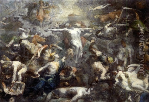 Divina Tragedia Oil Painting - Paul Marc J. Chenavard