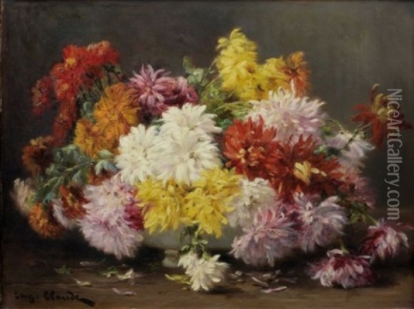 Bouquet De Dahlias Oil Painting - Eugene Claude