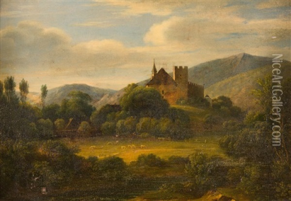 Landschaft Mit Einer Burg Oil Painting - Christoph (Johann Christoph) Rist