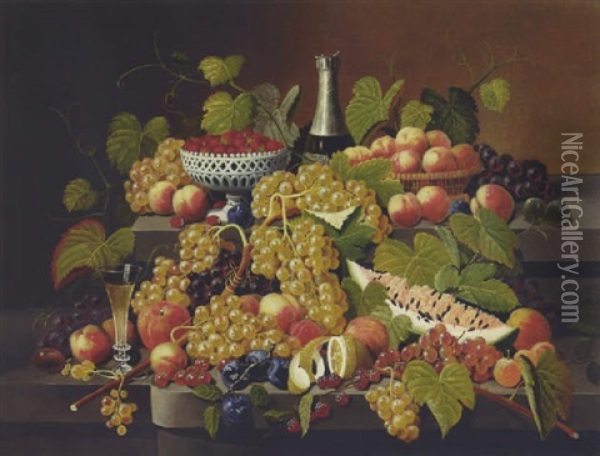 Fruit And Champagne Oil Painting - Severin Roesen