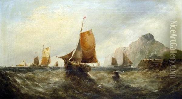 Fishing Boats At The Harbour Mouth Oil Painting - William Harry Williamson