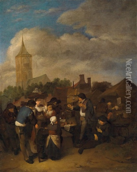 Dorfliche Marktszene Mit Quacksalber Oil Painting - Cornelis Pietersz Bega