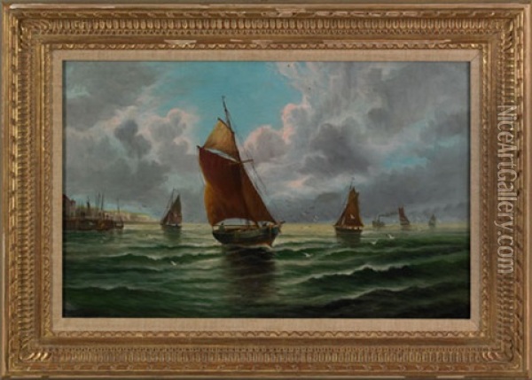 Coastal Scene With Ships Oil Painting - Edward Moran
