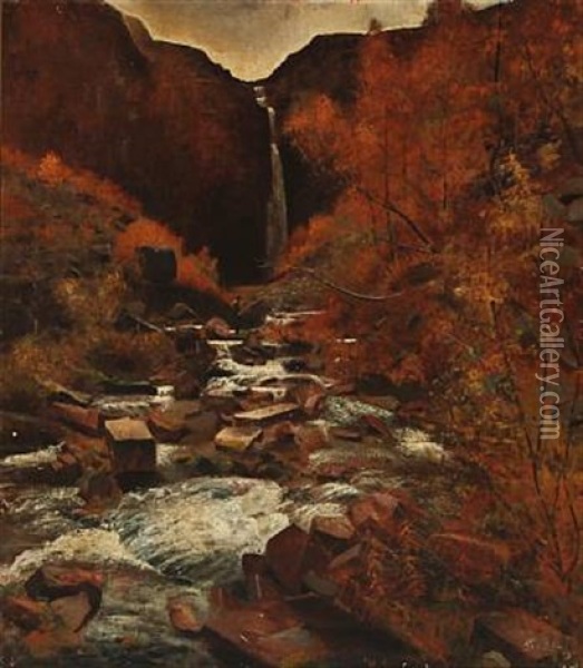 A Stream In The Mountains Oil Painting - Axel Soeborg