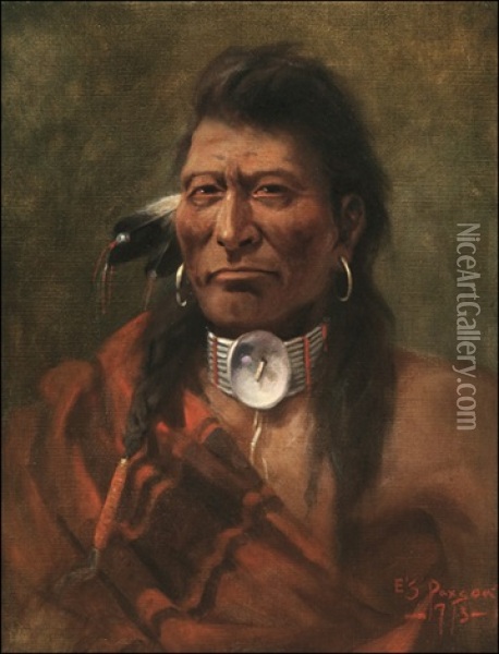 Cree Chief Oil Painting - Edgar Samuel Paxson