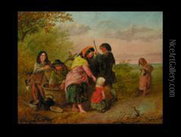 Die Rast Der Familie Mit Esel Oil Painting - Richard Parkes Bonington