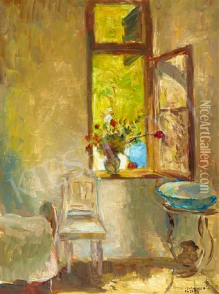 Sunny Morning Oil Painting - Bela Ivanyi Gruenwald