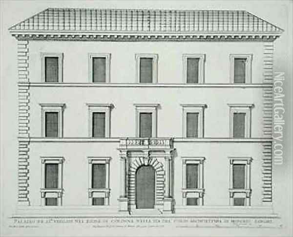 Palazzo Verospi Rome Oil Painting - Pietro or Falda, G.B. Ferrerio