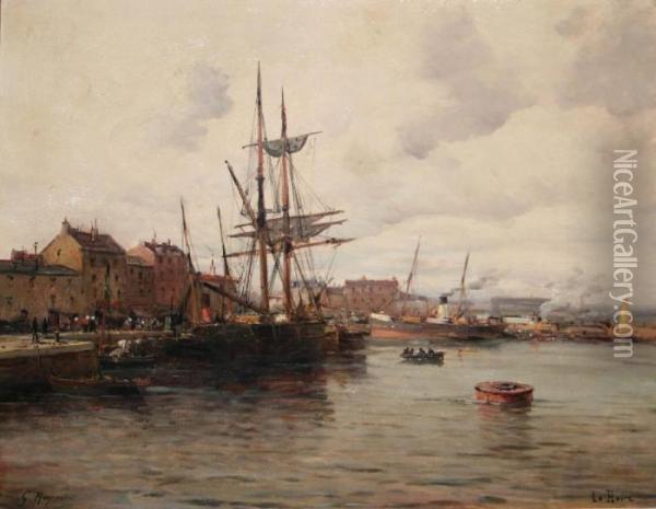 Bateau A Quai Dans Le Port Du Havre Oil Painting - Gustave Mascart