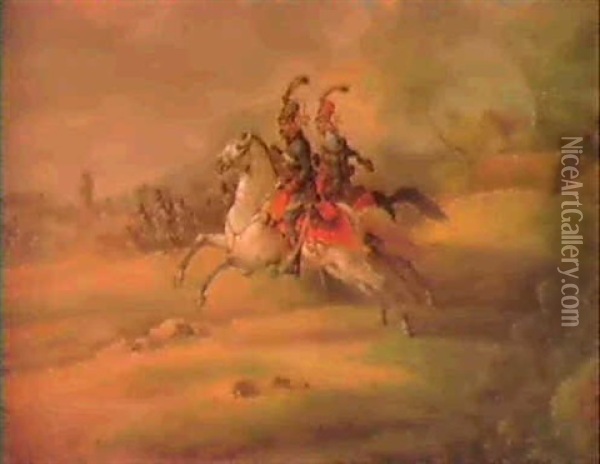 Szene Aus Der Schlacht Bei Stockach Oil Painting - Johann Baptist Pflug
