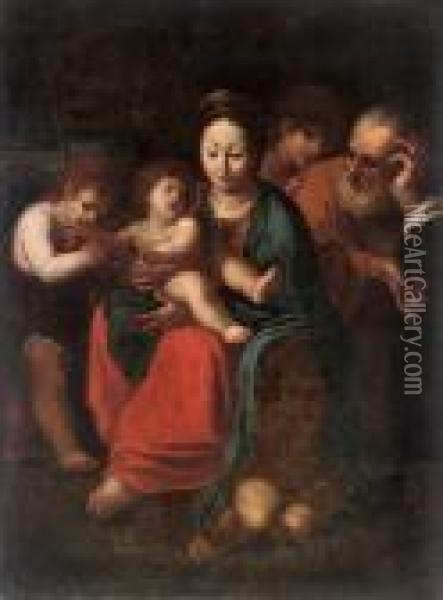 The Holy Family With The Infant Saint John The Baptist Oil Painting - Bartolomeo Schedoni