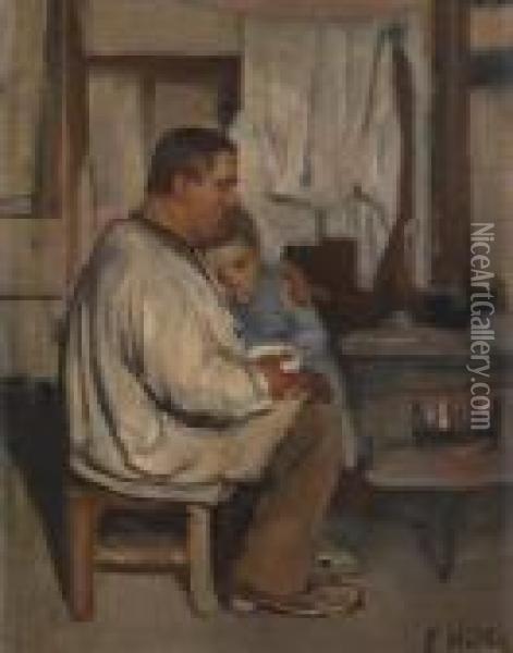 Vater Und Kind, Um 1883 Oil Painting - Ferdinand Hodler