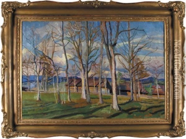 Drzewa Na Bystrem (zakopane) Oil Painting - Stanislaw Kamocki