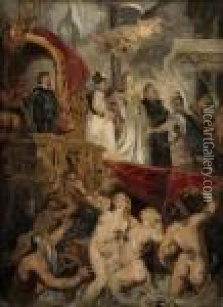The Arrival Of Marie De Medici In Marseille Oil Painting - Peter Paul Rubens