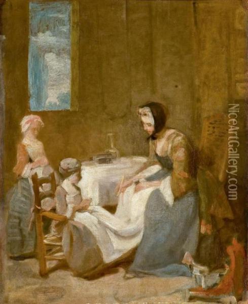 Le Benedicite (esquisse) Oil Painting - Jean-Baptiste-Simeon Chardin