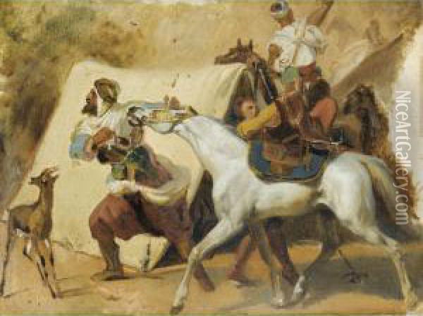 Etude Pour La Prise De La Smalah D'abd El Kader Oil Painting - Horace Vernet