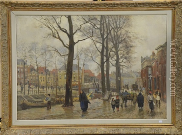 Vue D'amsterdam Oil Painting - Johan Coenraad Ulrich Legner