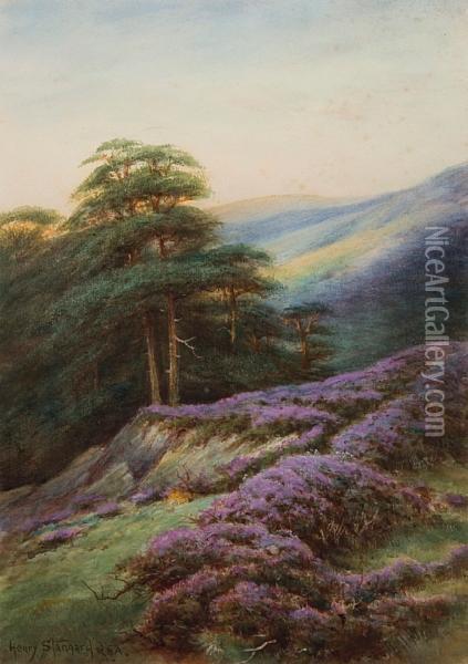 A Devonshire Sunset Oil Painting - Henry Stannard