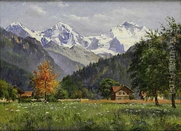 Vy Fran Alperna Oil Painting - August Fischer