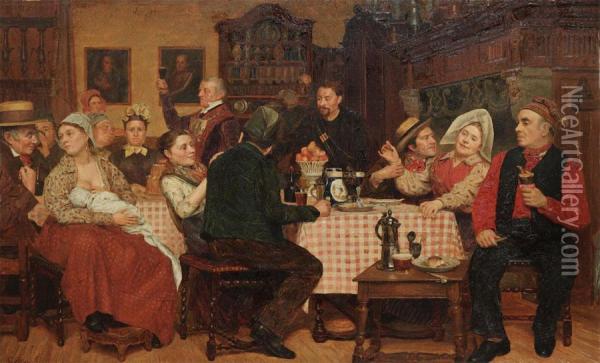 Figure At A Banquet Oil Painting - Emiel Hendrik Godding