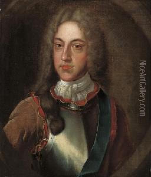 Portrait Of James Francis Edward
 Stuart, The Old Pretender,half-length, In A Buff Coat And Breastplate Oil Painting - Alexis Simon Belle