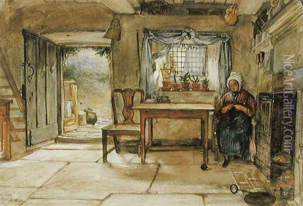 Cottage Interior, 1840 Oil Painting - Charles West Cope
