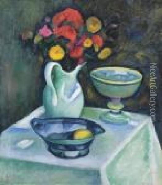 Still-life With A Jug, Around 1910 Oil Painting - Dezso Czigany