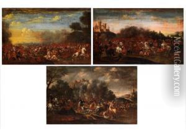 Folge Von Drei Schlachtenbildern Oil Painting - Pandolfo Reschi
