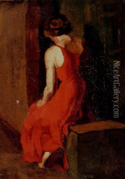 Connie Ruby Seated Oil Painting - George Benjamin Luks