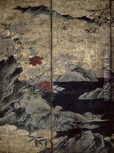 Birds and Flowers of the Four Seasons 3 Oil Painting - Kano Soshu