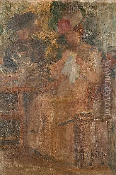 Taking Tea Oil Painting - Robert Ponsonby Staples